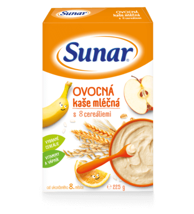 Ovocná kaše mléčná s&nbsp;8 cereáliemi