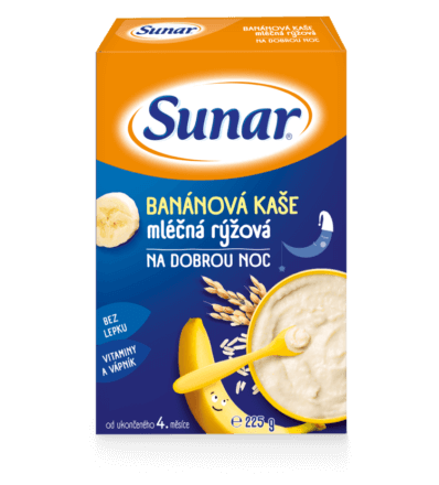 Banánová kaše mléčná rýžová na dobrou noc
