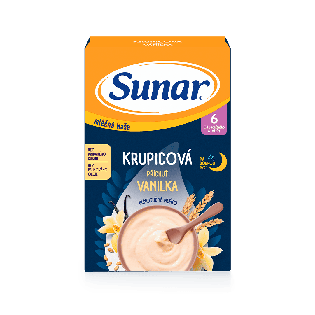 Mléčná krupicová kaše na dobrou noc vanilková